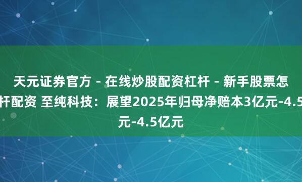 天元证券官方 - 在线炒股配资杠杆 - 新手股票怎么杠杆配资 至纯科技：展望2025年归母净赔本3亿元-4.5亿元