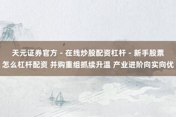 天元证券官方 - 在线炒股配资杠杆 - 新手股票怎么杠杆配资 并购重组抓续升温 产业进阶向实向优